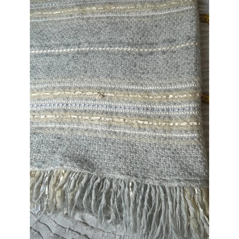 The Weave O the Irish Mohair Blend Striped Fringed Throw Blanket Made in Ireland